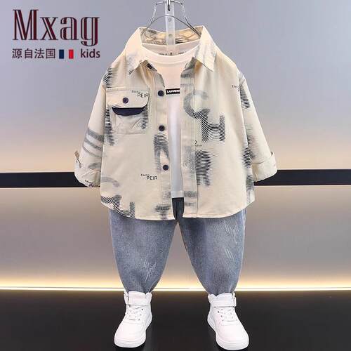 MXAG男童长袖衬衫棉质薄