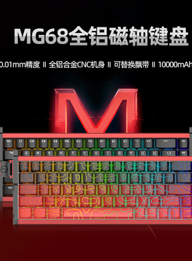 艾石头MG68 pro max全铝CNC磁轴键盘0.01精度0死区热插拔键盘RGB