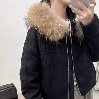 秋冬东大门肯豆连帽拉链宽松棉服