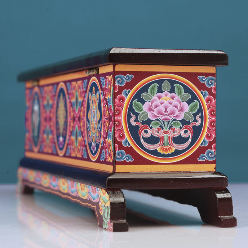 实木彩绘八吉祥瑞物卧线香炉用室内烧桌面合金薰炉茶道香插盒摆件