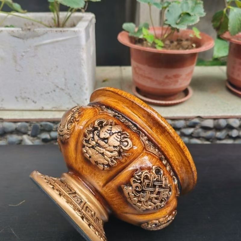 藏式八吉祥酥油茶炒米碗八宝树脂碗酥油茶碗家用木碗民族风摆件