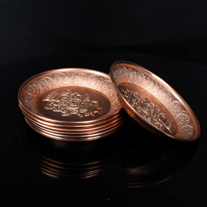 藏式 用品吉祥八宝组合供碟供盘雕花供八吉祥果盘佛前供佛加厚