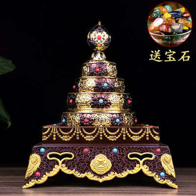 曼扎盘八吉祥合金半鎏金曼茶罗方形托盘曼达盘修盘直径17.3cm大号