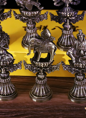 密宗供品轮王七尊宝青铜色轮王七政宝铜轮王七珍宝八吉祥摆件包邮