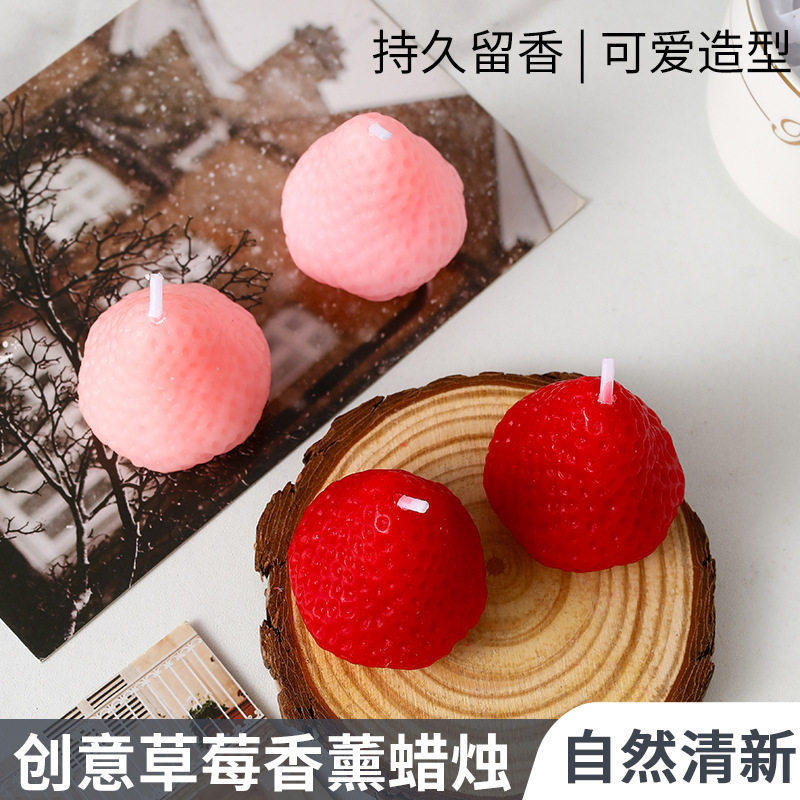 粉色草莓蜡烛生日蛋糕装饰摆件唯美少女心卡通烘焙仿真水果蜡烛,洗护清洁剂/卫生巾/纸/香薰,香薰蜡烛,淘宝优惠券,粉丝福利购,淘宝优惠卷