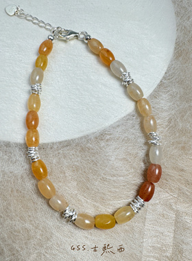 古熙西外饰｜潮牌原单925银米珠新中式精致小巧手链ins博主玛瑙