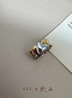 古熙西外饰｜撞色设计品牌原单925银时髦个性精致小巧戒指指环女