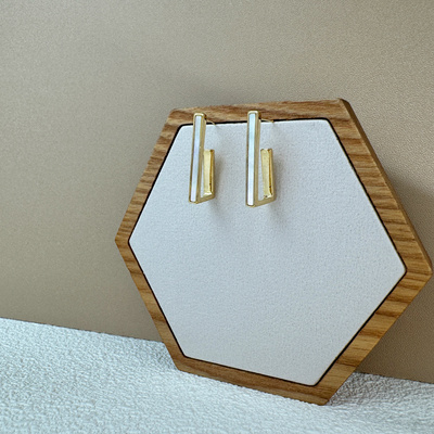 【古熙西 外饰】韩原单 潮牌L型设计感贝壳镶嵌耳环 时髦质感耳钉