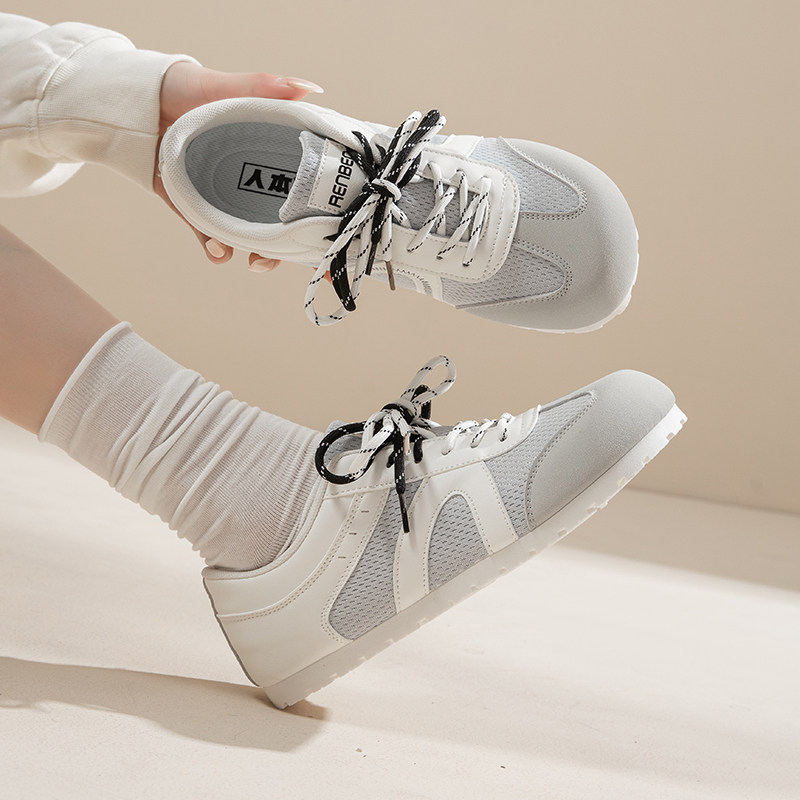人本春夏新款德训鞋女阿甘鞋潮流运动休闲鞋网面透气女鞋小白鞋子