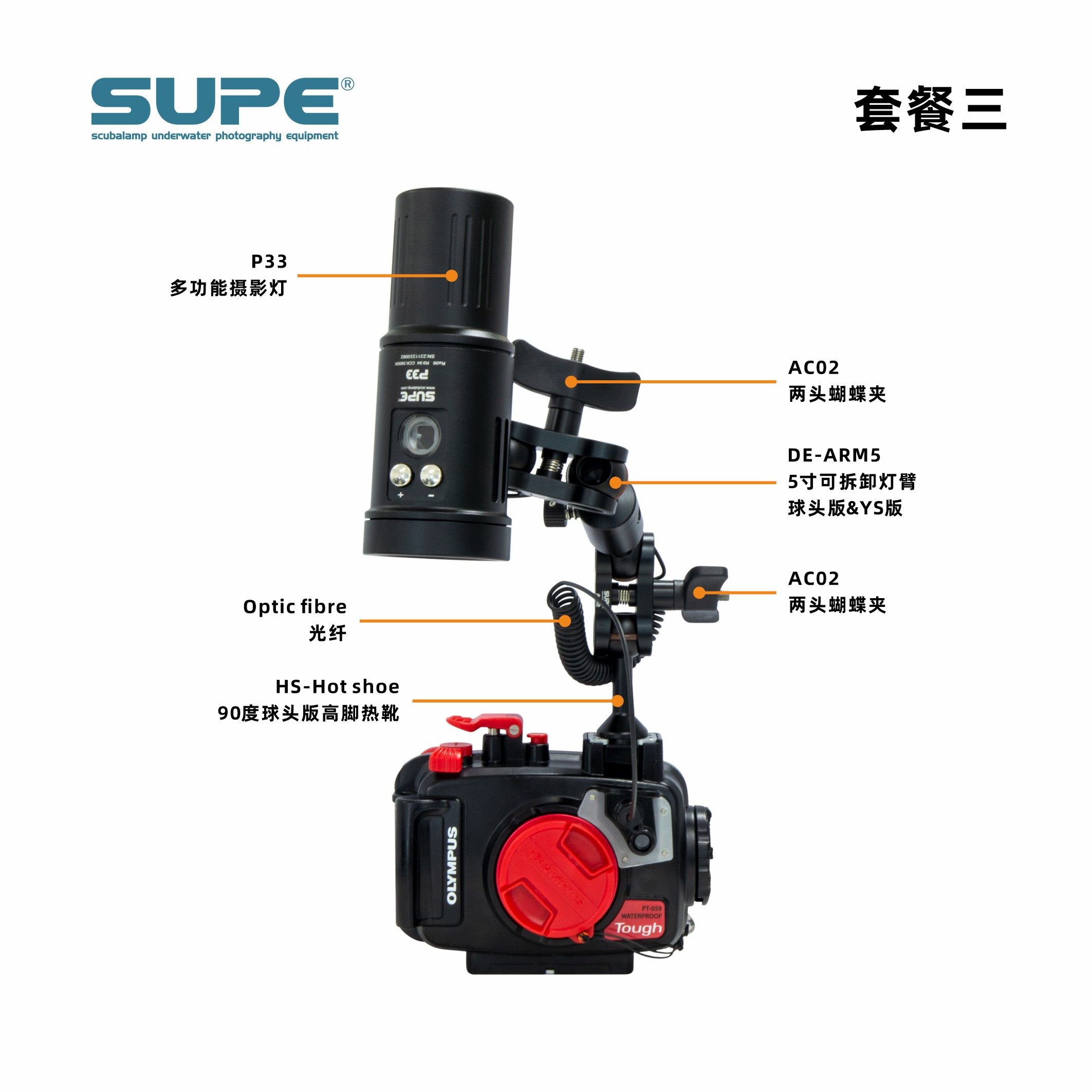 Scubalamp P33摄影灯套装+TG7防水壳套餐