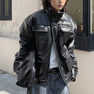 POH 24AW 铃鹿众四袋擦旧水洗M65立领廓形短宽皮衣夹克外套