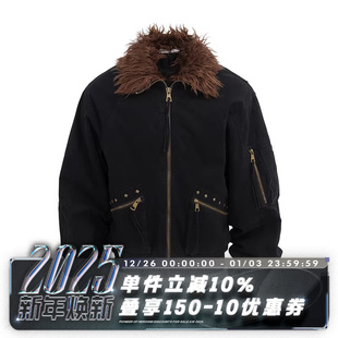 夹克外套棉服 铃鹿若目铆钉洗水做旧bomber翻领短款 POH 24AW