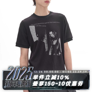 天丝混纺 螺纹袖 短袖 BASS T恤 四弦坑条 TEE 轻摇滚印花 POH 摆