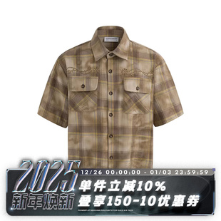 SHIRT 箱型版 西部衬衫 WASHED 雕花烫钻 WESTERN 水洗格纹 POH 型