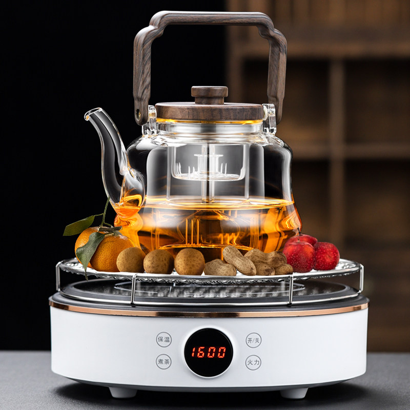 新款智能1600瓦围炉煮茶壶家用电陶炉插电煮茶器耐热玻璃茶具套装