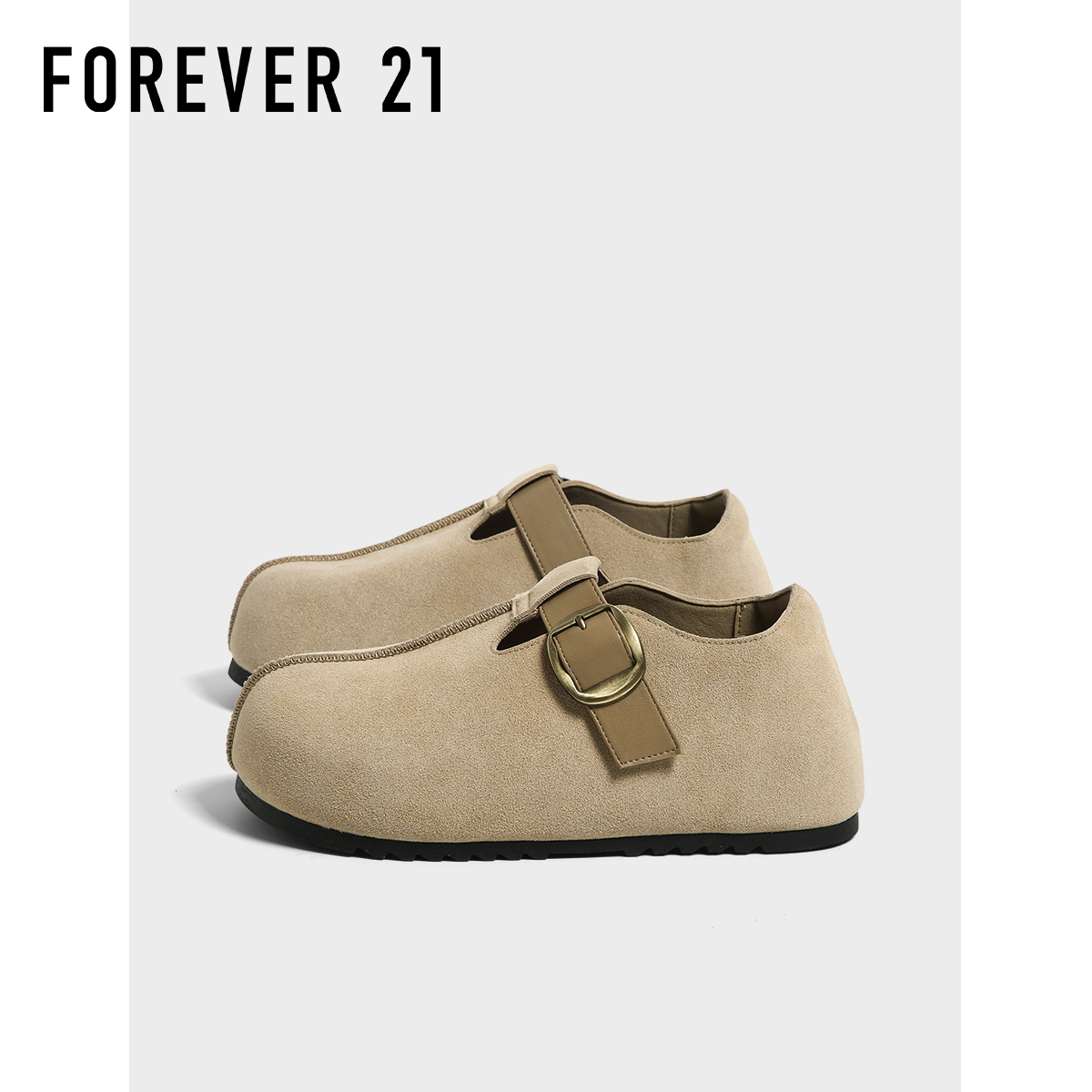 F21大头丑萌厚底勃肯鞋女