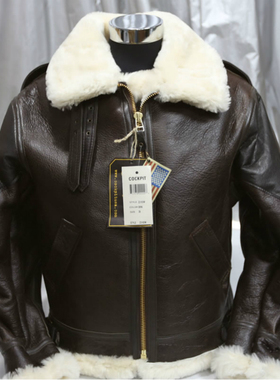 美产小众cockpit B3皮毛一体 巴顿款 加厚保暖防寒复古飞行员皮衣