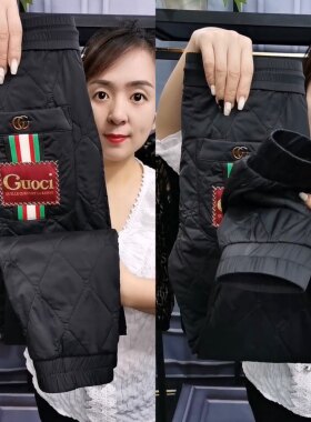 男厚款菱形时尚潮流滑雪羽绒棉裤