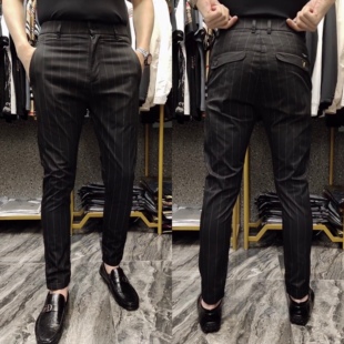 欧货百搭小西裤 春秋款 韩版 1860春季 子长裤 男士 裤 男 条纹商务休闲裤