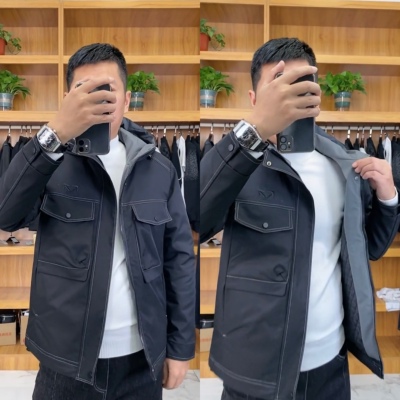 2135秋冬男士连帽风衣夹棉夹克潮