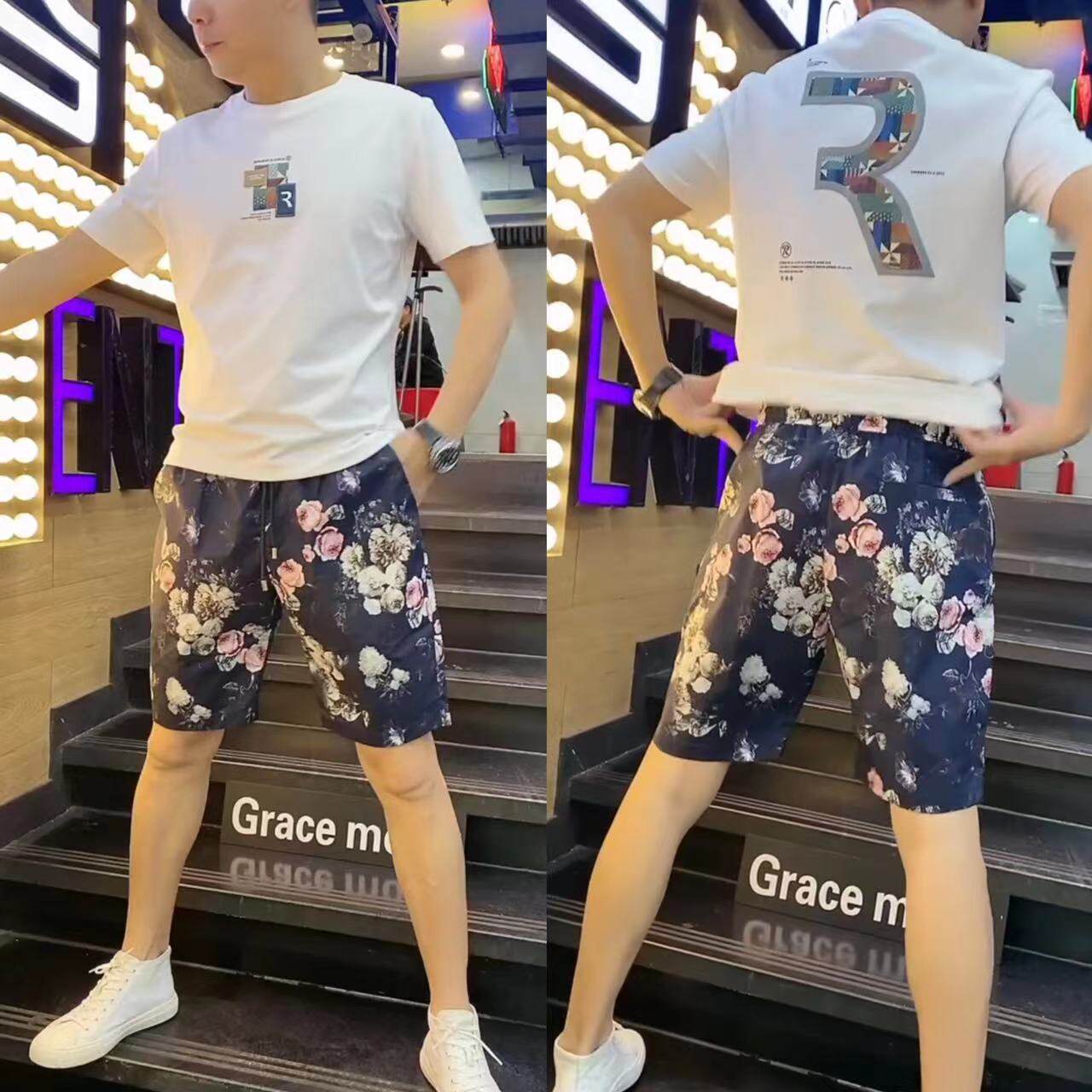 沙滩裤时尚都市潮流印花休闲裤
