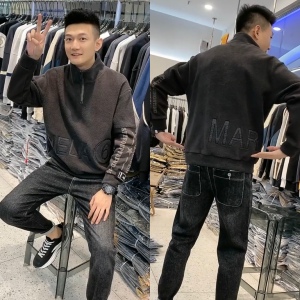 2191秋季男士立领拉链摇粒绒卫衣男宽松潮牌时尚青年套头长袖衫潮