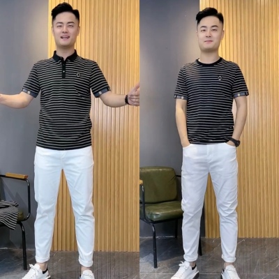 夏季男士潮流条纹短袖POLO衫T恤