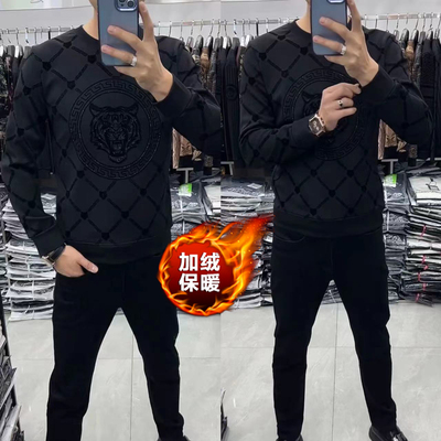 商务绅士加绒保暖套头卫衣