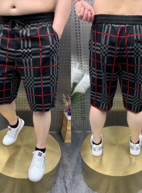 五分裤沙滩裤青春潮流格子休闲裤