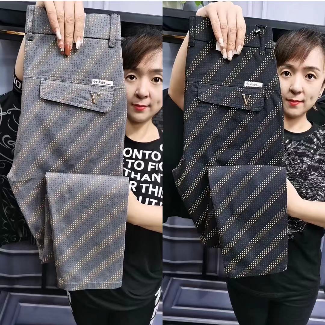 秋季新款条纹印花商务欧货休闲裤