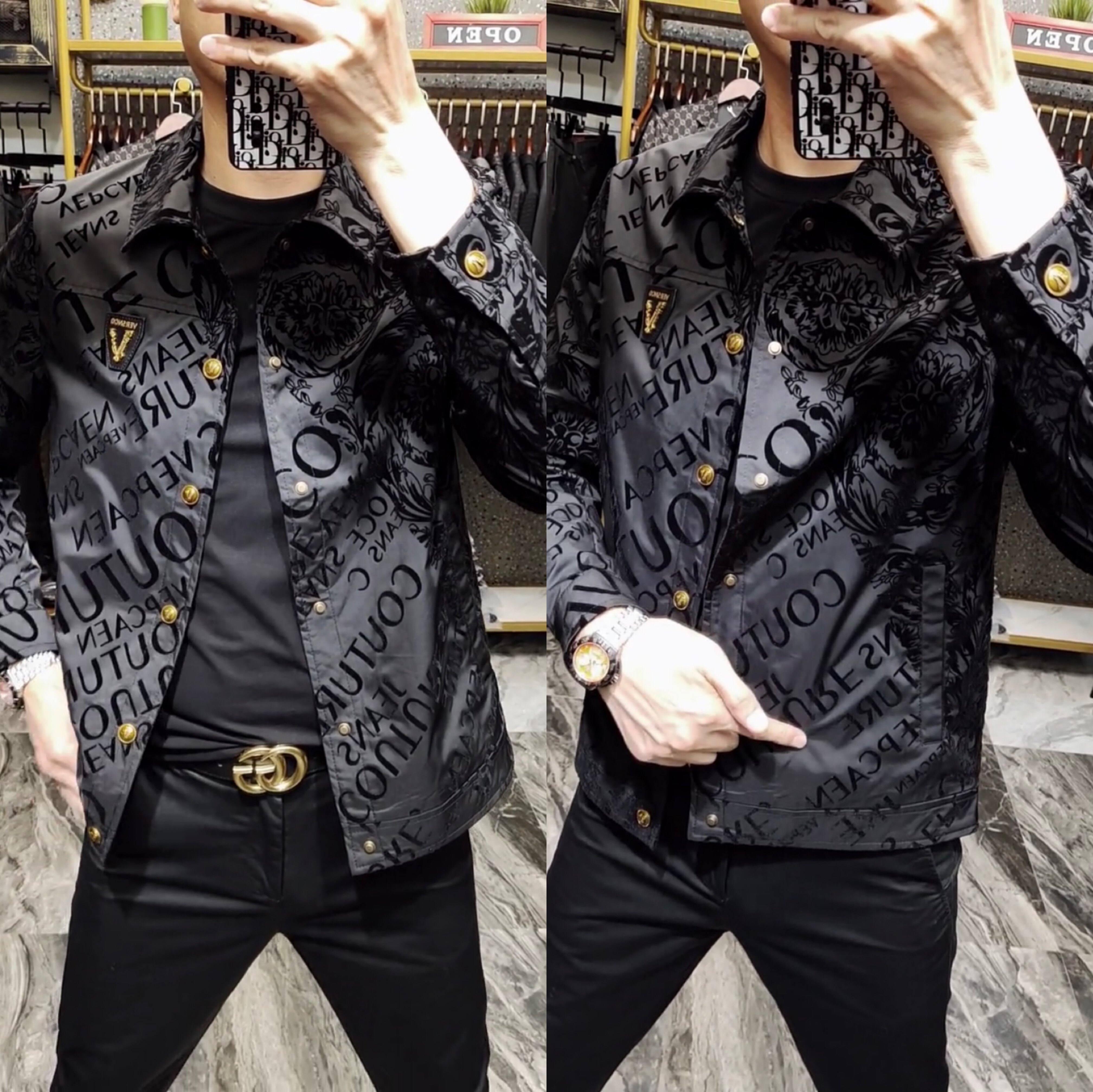 春夏翻领植绒夹克外套