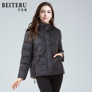 外套ES 中老年女气质优雅鸭绒洋气保暖短款 贝特如羽绒服妈妈装 冬季