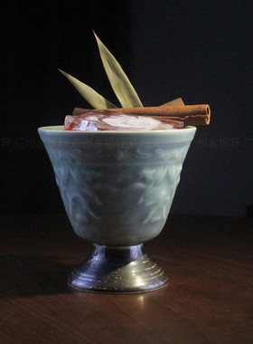 水果鸡尾酒宾治盆夏季果酒特调陶瓷仿古浮雕TIKI调酒杯Punch bowl