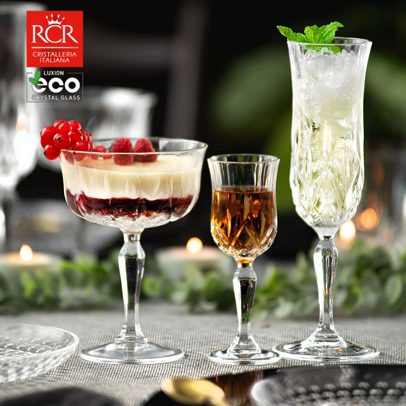 rcr意大利水晶刻花甜酒杯
