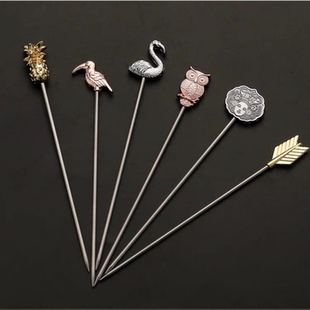 304不锈钢马天尼针酒签日式鸡尾酒针橄榄签酒签钢针饰物品水果叉