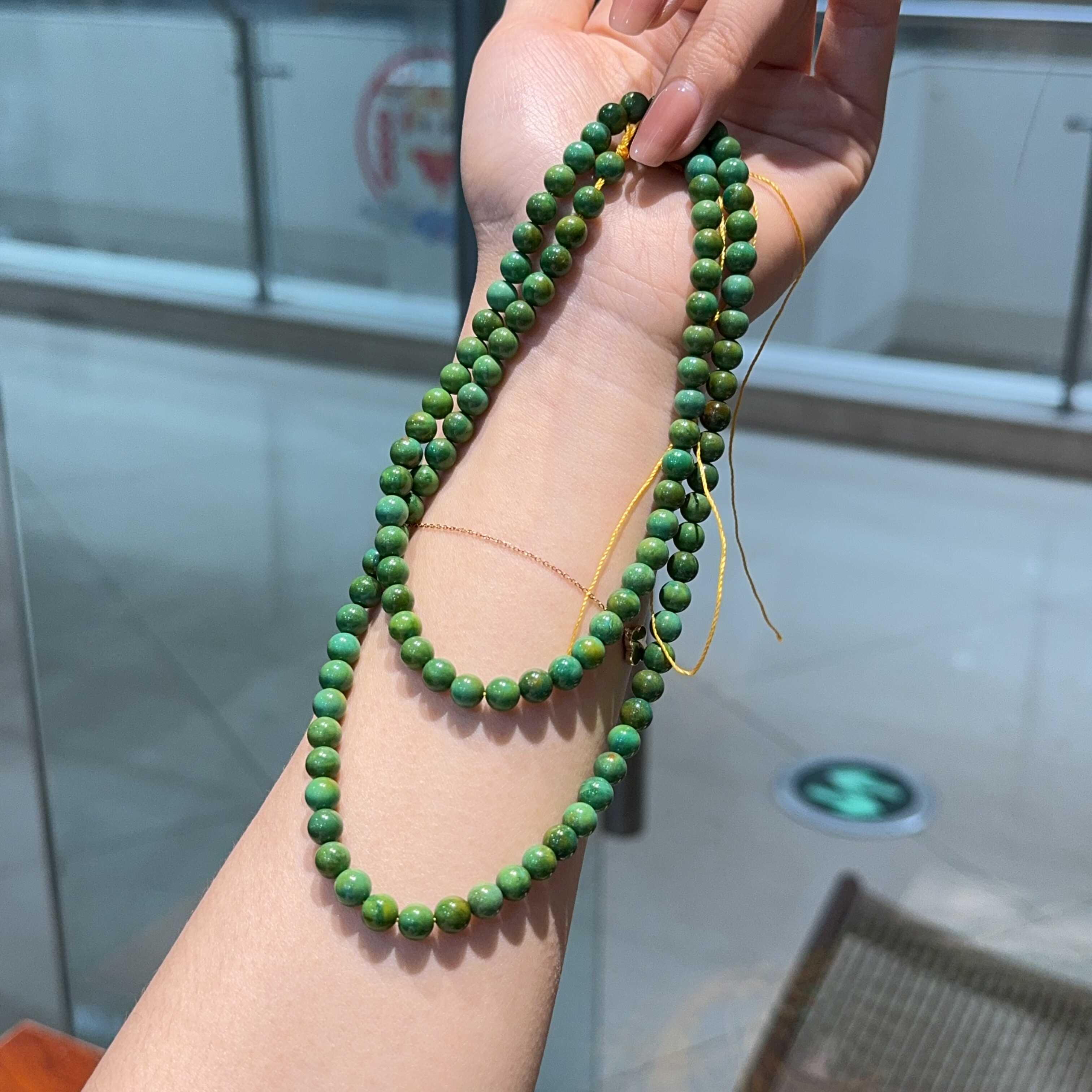 菱镁矿菜籽绿6mm圆珠长条半成品手工diy文玩时尚饰品佛珠手串