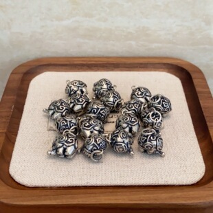 老银三七银象神醒狮福字手牌莲蓬吊坠扭扭珠文玩DIY时尚饰品配饰