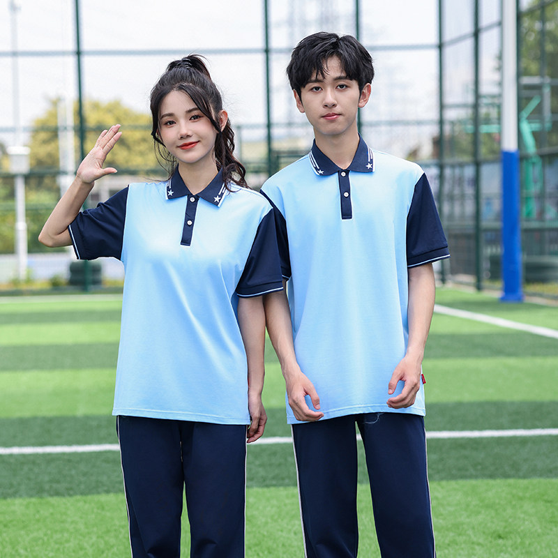夏季初中高中生校服运动短袖套装学校运动会学生班服定制毕业服装