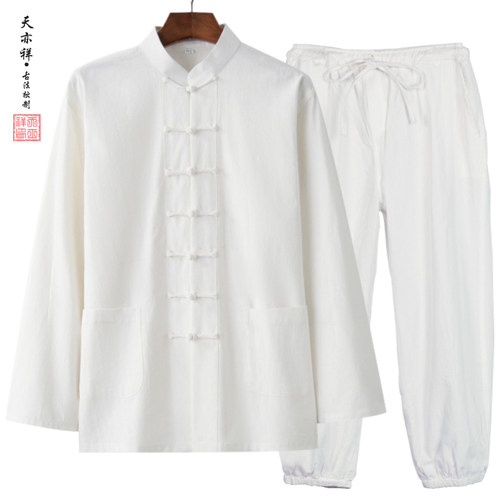 棉麻中式唐装八段锦练功太极服