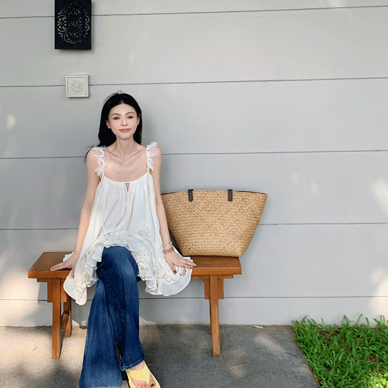 Lienni2025春夏新款超仙无袖宽松显瘦拼接刺绣手工吊带连衣裙女,女装/女士精品,连衣裙,淘宝优惠券,粉丝福利购,淘宝优惠卷