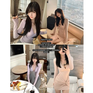 性感修身 长袖 显瘦内搭心机打底连衣裙女 秋冬新款 Lienni纯欲3.0