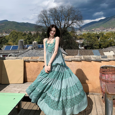 松柏绿流浪诗人蕾丝套装