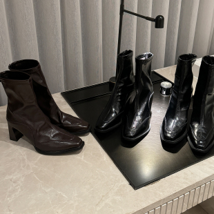 Lienni2025秋冬新款 短靴女 气质时髦洋气拉链7CM超好搭羊皮法式