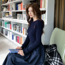 Lienni2025秋冬新款 连衣裙女 高腰显瘦时髦艺术麻花毛衣拼接长款