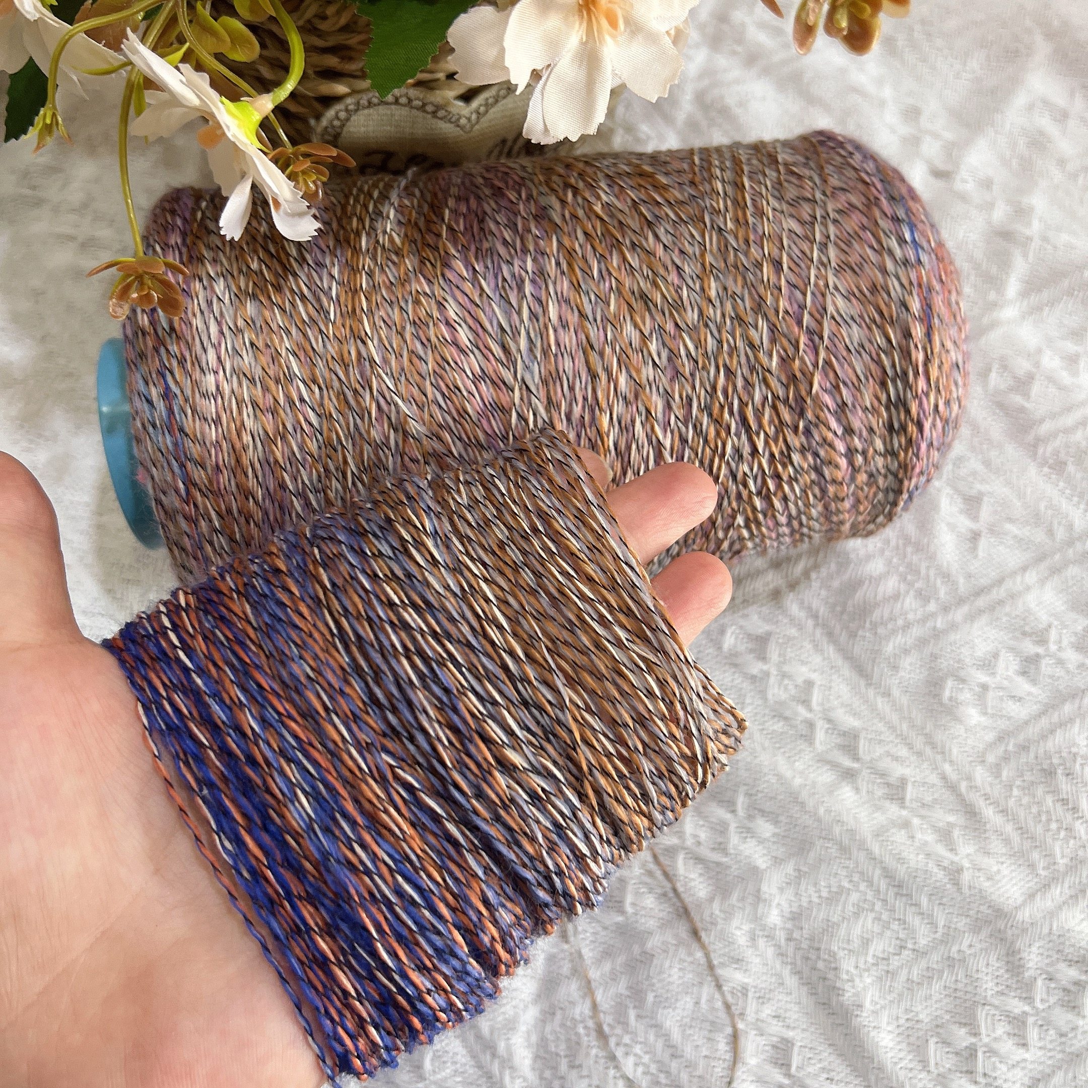 1斤复古色长段染冰岛毛线中细毛线柔软不扎渐变冰岛毛线披肩手编