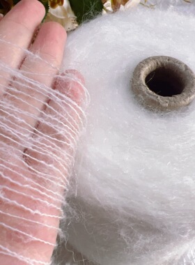 1斤15%白色闪光马海毛毛线9支细线buling马海毛围巾外套手工毛线