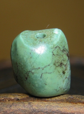 老绿松石龟背扁板珠12×13mm