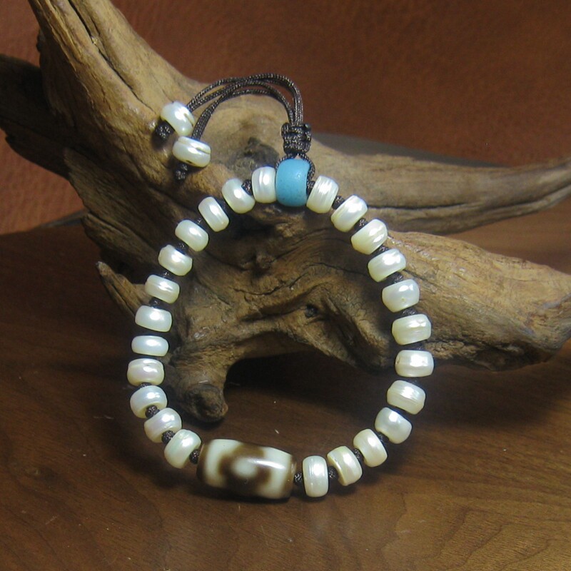 老三眼天珠清代老珍珠手串7.5mm 西亚古珠古董配珠多宝项链