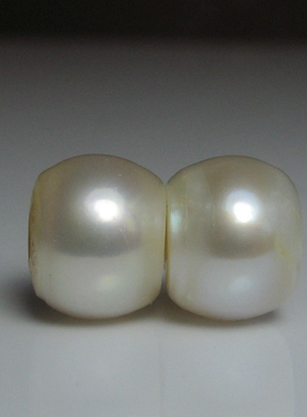 老珍珠桶珠一对7.2×5.8mm