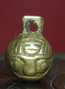 清代老虎头铃铛吊坠古董配珠